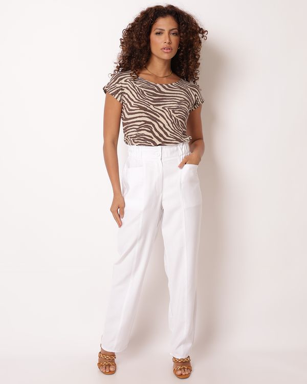 Calça Feminina Reta Berry & Co. Viscose Branca P