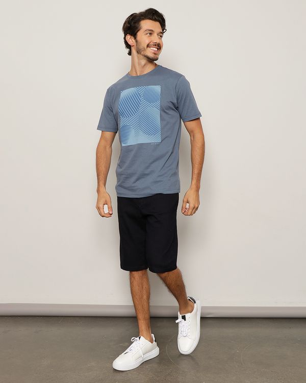 Bermuda Jeans Masculina Com Bolsos Azul 46
