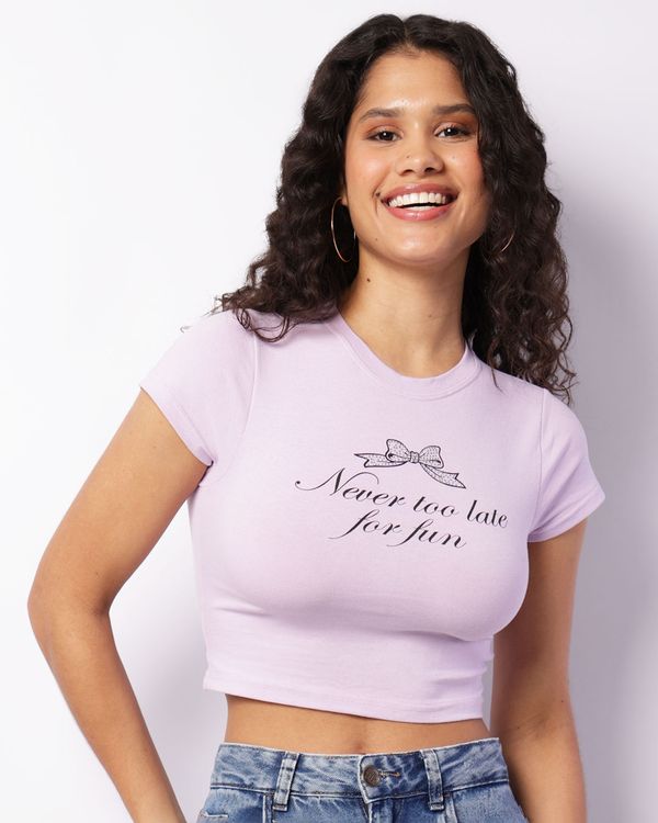 Blusa Feminina Cropped Estampada Lilás G