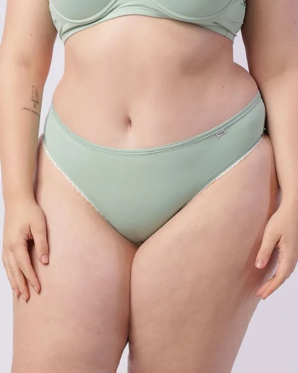 Calcinha Plus Size Feminina Biquíni com Renda Verde 50
