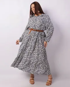 Vestido Chemise Plus Size Feminino Berry & Co. Estampado Marinho G3