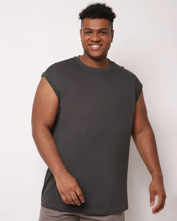 Regata Plus Size Masculina Machão Algodão Premium Cinza G2