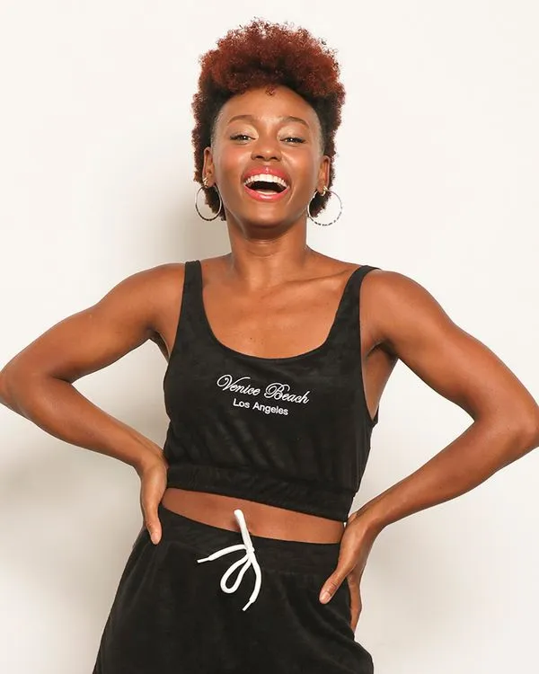 Regata Feminina Cropped Atoalhada Preta M