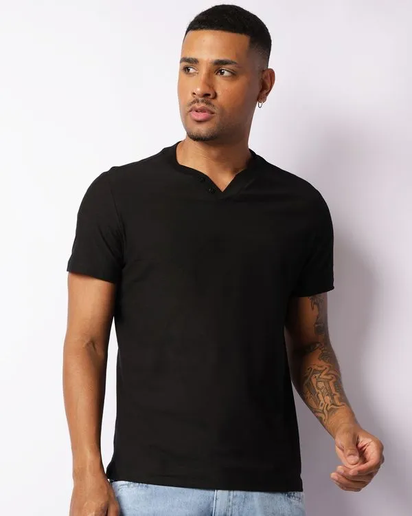 Camiseta Masculina Flame Gola V Manga Curta Preta GG