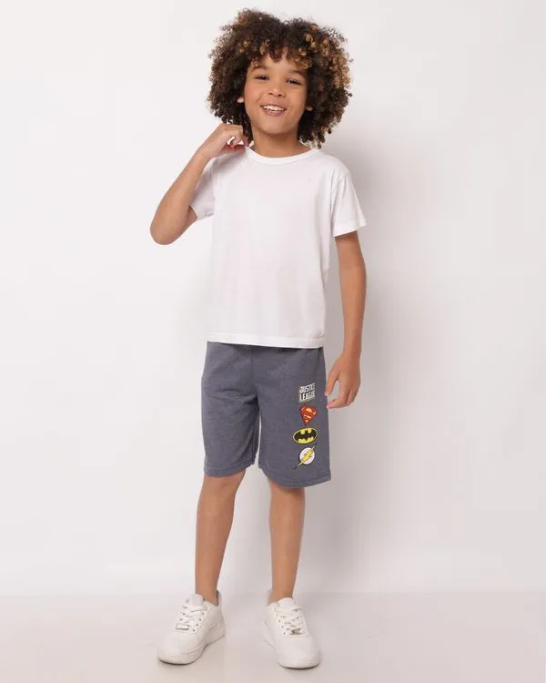 Bermuda Infantil Reta DC Comics Liga da Justiça Moletinho Cinza 8