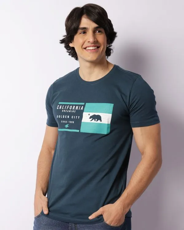 Camiseta Masculina Estampa Califórnia Manga Curta Verde G