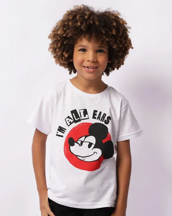 Camiseta Infantil Disney Mickey Texturizada Manga Curta Branca 6