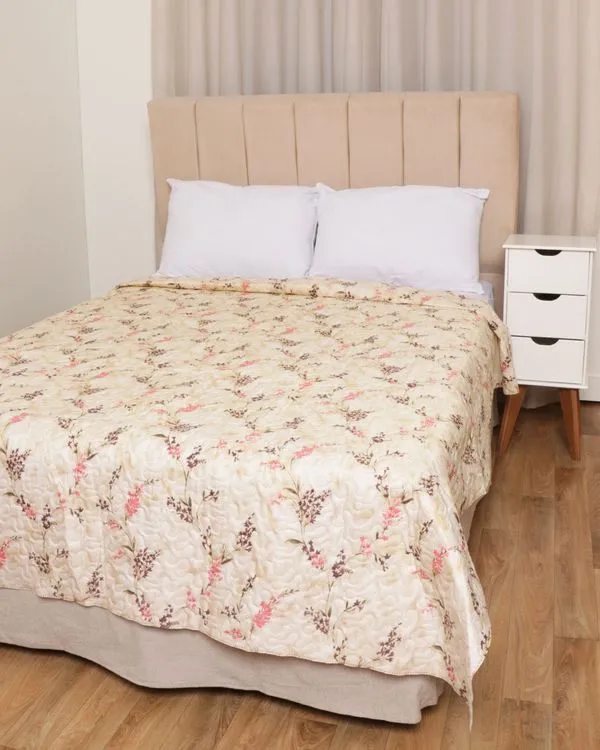 Colcha Casal com Viés 150 Fios Estampada Matelassê Arte & Cazza Off White UN