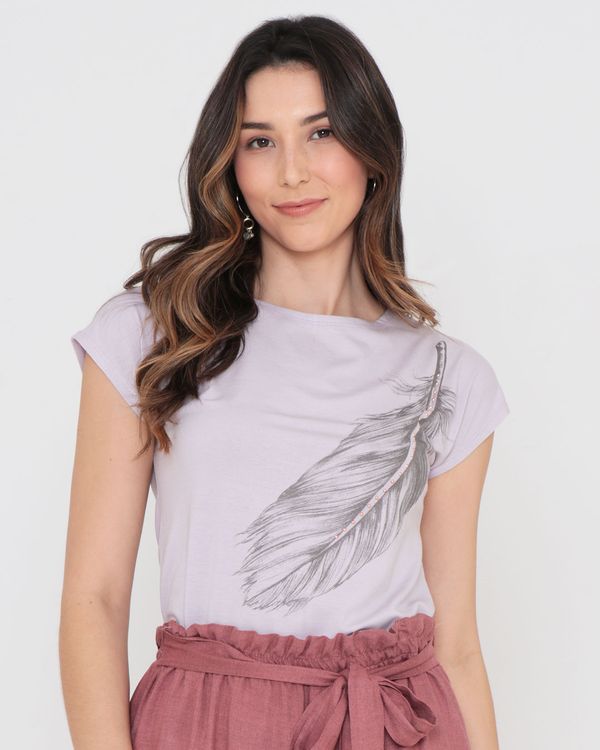 Blusa Feminina Com Tachas Estampa Lilás P