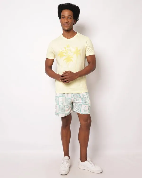 Bermuda Surf Masculina Estampada com Bolsos Bege P