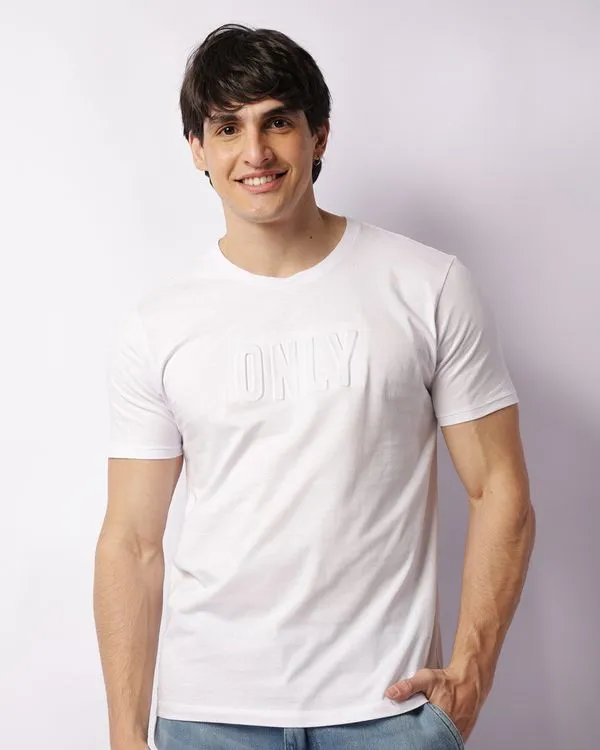 Camiseta Masculina Manga Curta Estampa Only Branca P
