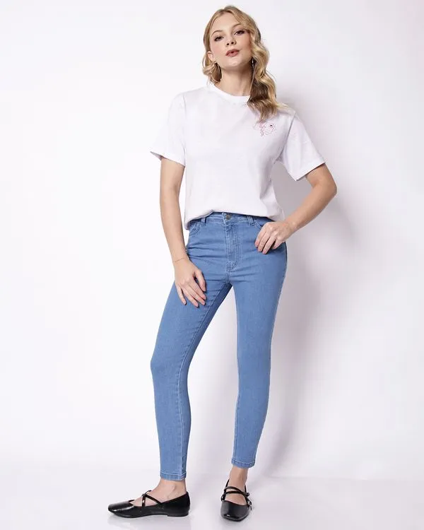 Calça Jeans Feminina Cigarrete Azul Claro 36