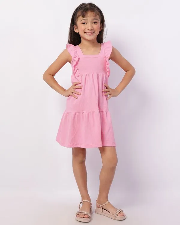 Vestido Infantil Três Marias Anarruga com Babado Rosa 8