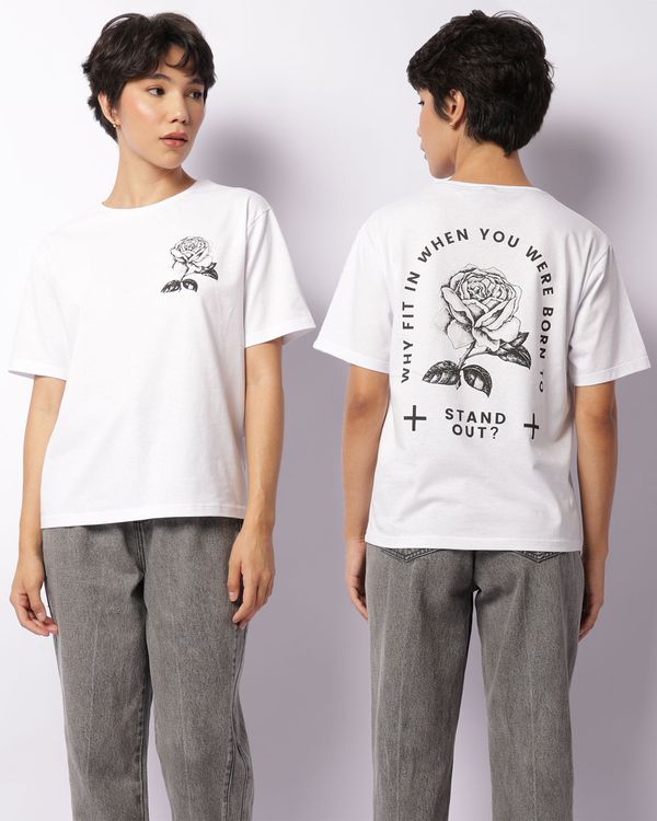 Camiseta Feminina Estampa Frente E Costas Manga Curta Branca M
