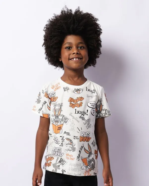 Camiseta Infantil Estampa Looney Tunes Off White 4