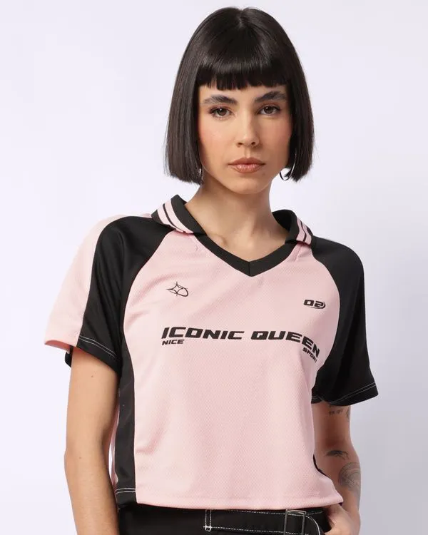 Camiseta Feminina Dry Fit Decote V Sports Rosa G