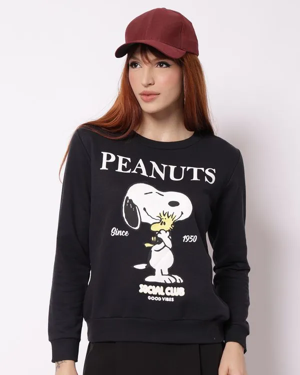 Blusão Moletom Feminino Estampa Snoopy Preto P