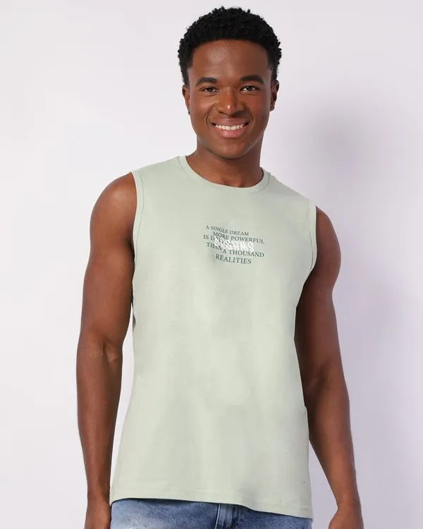 Regata Masculina Algodão Estampa Frontal Verde GG