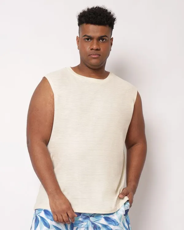 Regata Plus Size Masculina Texturizada Off White G1