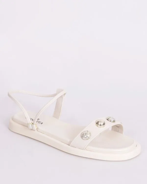 Sandália Rasteirinha Feminina Donatta Aplicações Off White 39