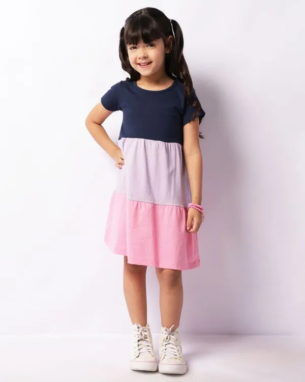 Vestido Infantil Manga Curta Três Marias Azul 8