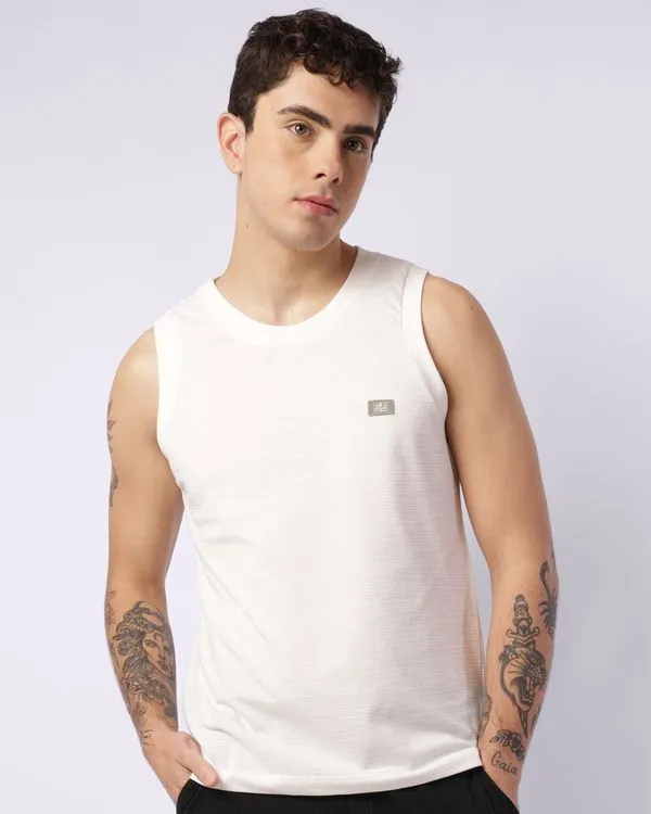 Regata Masculina Algodão Texturizada Off White P
