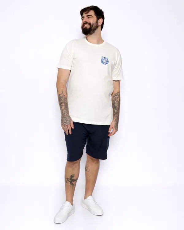 Bermuda Plus Size Masculina Reta Bolso Cargo Com Zíper Marinho G2