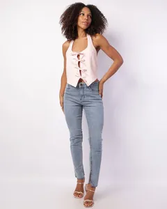 Calça Jeans Feminina Skinny Abertura na Barra Azul 36