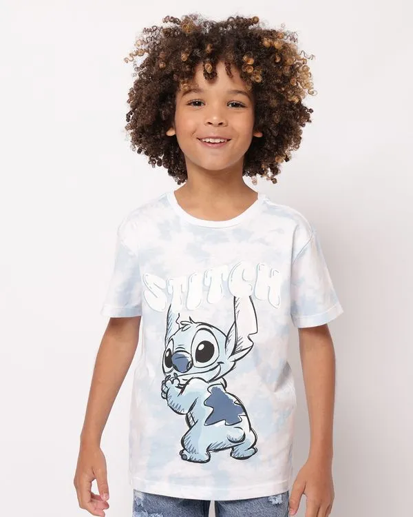 Camiseta Infantil Algodão Disney Stitch Tie-Dye Azul 8