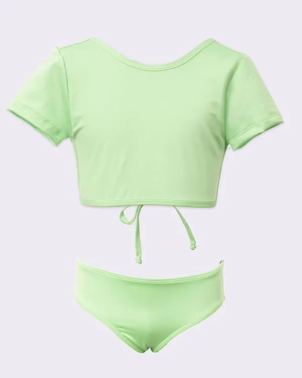 Conjunto Biquíni Infantil Liso Suplex Manga Curta Verde 8