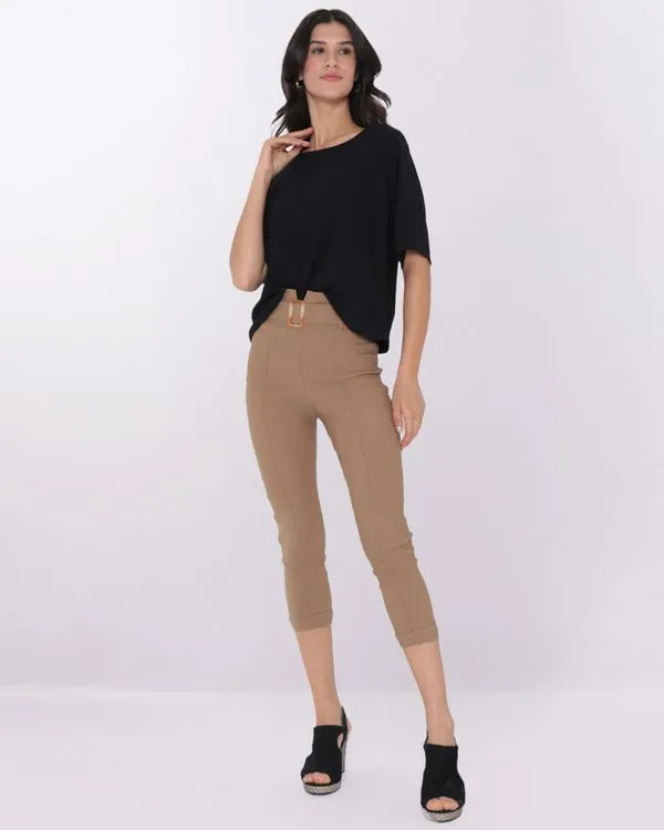 Calça Feminina Bengaline Clochard Bege GG