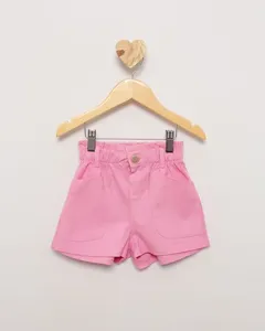 Short Sarja Bebê Paper Bag Rosa 3
