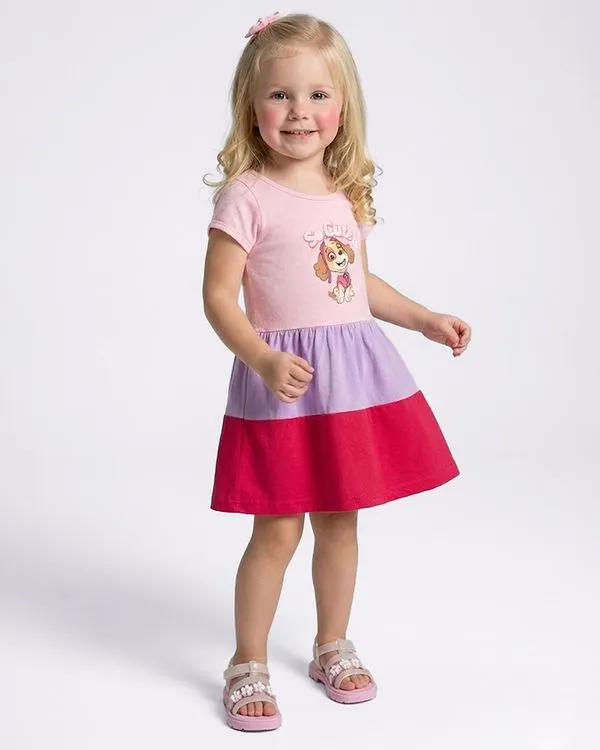 Vestido Bebê Três Marias Patrulha Canina Skye Rosa 2