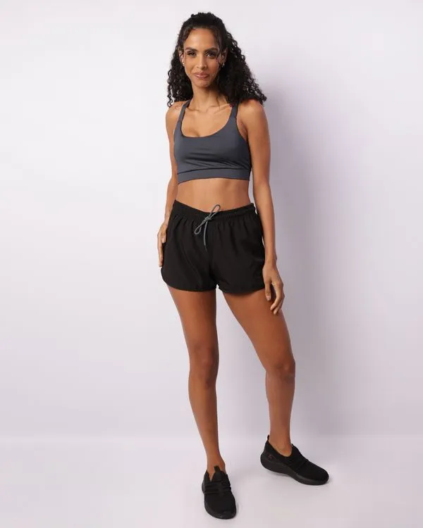 Short Fitness Feminino Curto Boxer Bolso Preto P