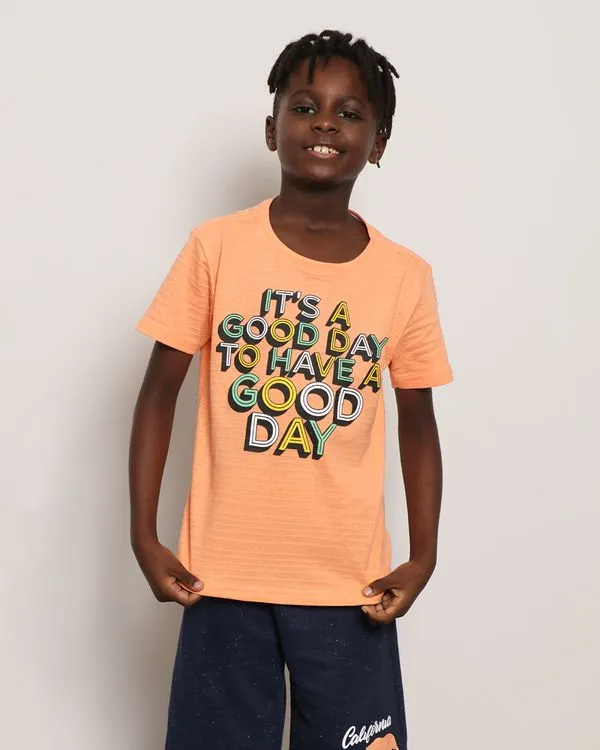 Camiseta Infantil Manga Curta Estampa Texturizada Laranja 6