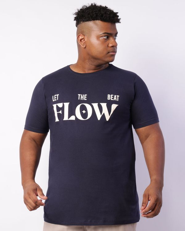 Camiseta Plus Size Masculina Estampa Manga Curta Marinho G4