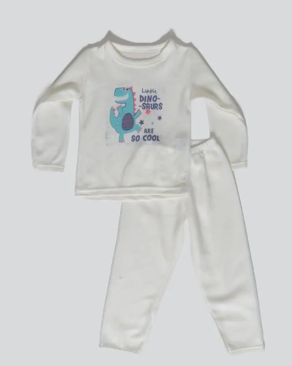 Pijama Bebê Soft Gola Careca Dinossauro Off White 2