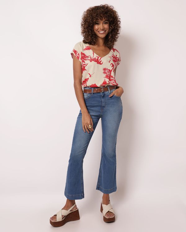 Calça Jeans Feminina Bootcut com Bolsos Azul 48