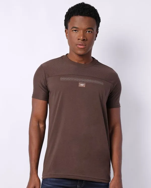 Camiseta Masculina Gangster Texturizada Manga Curta Marrom GG