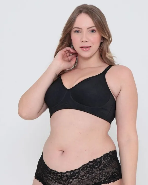 Sutiã Sustentação Avulso Sem Bojo Algodão Preto 48
