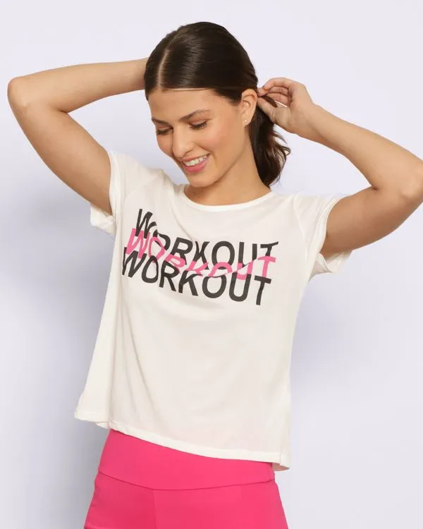 Blusa Fitness Feminina Fitter Manga Curta Branca M