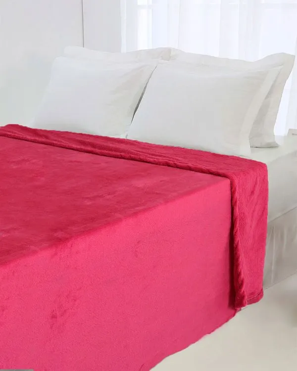 Manta Flannel Casal Lisa Arte e Cazza Rosa Escuro UN