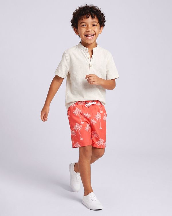 Bermuda Infantil Reta Estampa Tropical Laranja 8
