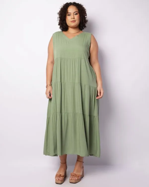 Vestido Plus Size Feminino Longo Berry & Co. Verde G1