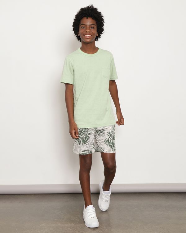 Bermuda Juvenil Viscose Estampada Com Elástico Off White 16