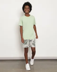 Bermuda Juvenil Viscose Estampada Com Elástico Off White 12