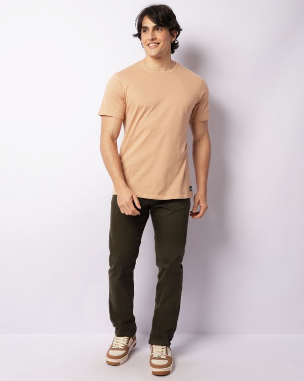 Calça Masculina Sarja Slim Com Bolsos Verde 40