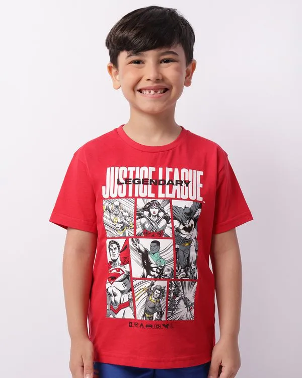 Camiseta Infantil DC Comics Liga Da Justiça Manga Curta Vermelha 10