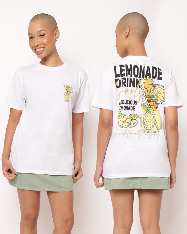 Camiseta Feminina Algodão Oversized Warner Jerry Branca P