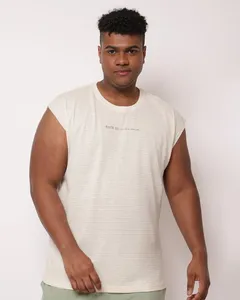 Regata Plus Size Masculina Algodão com Linho Texturizada Off White G1